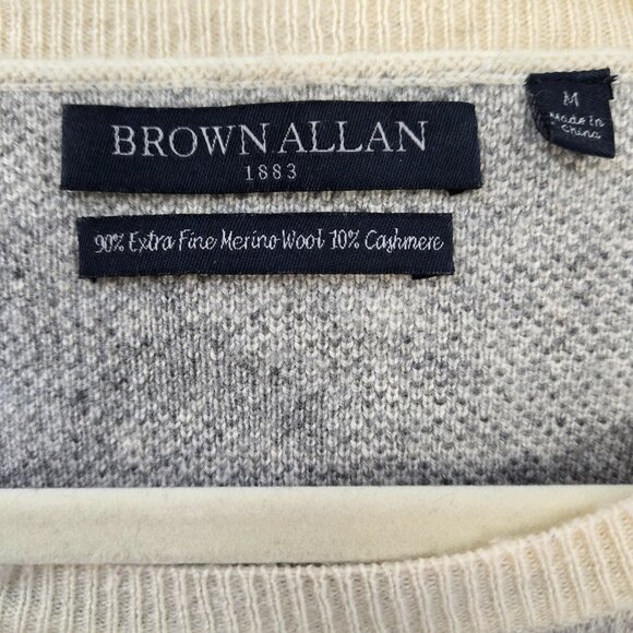 Brown Allan Wool & Cashmere Blend Camouflage Print Crewneck Sweater Size Medium - Picture 3 of 5